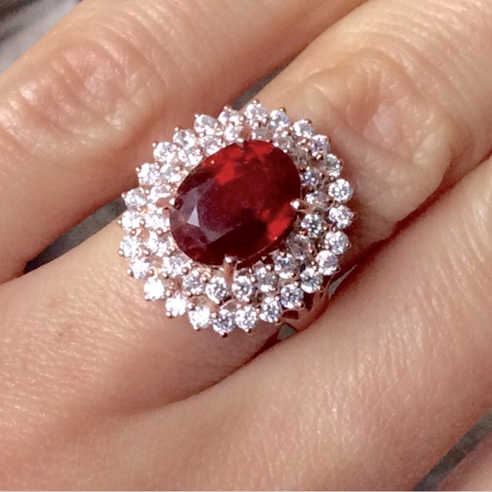 Sundance Charm Garnet ring sterling silver gold plated